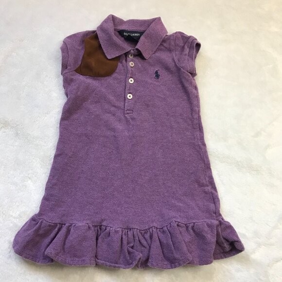 Ralph Lauren Purple Polo Dress Girls Size 2T 100% Pique Cotton Ruffled Hem - Picture 9 of 9